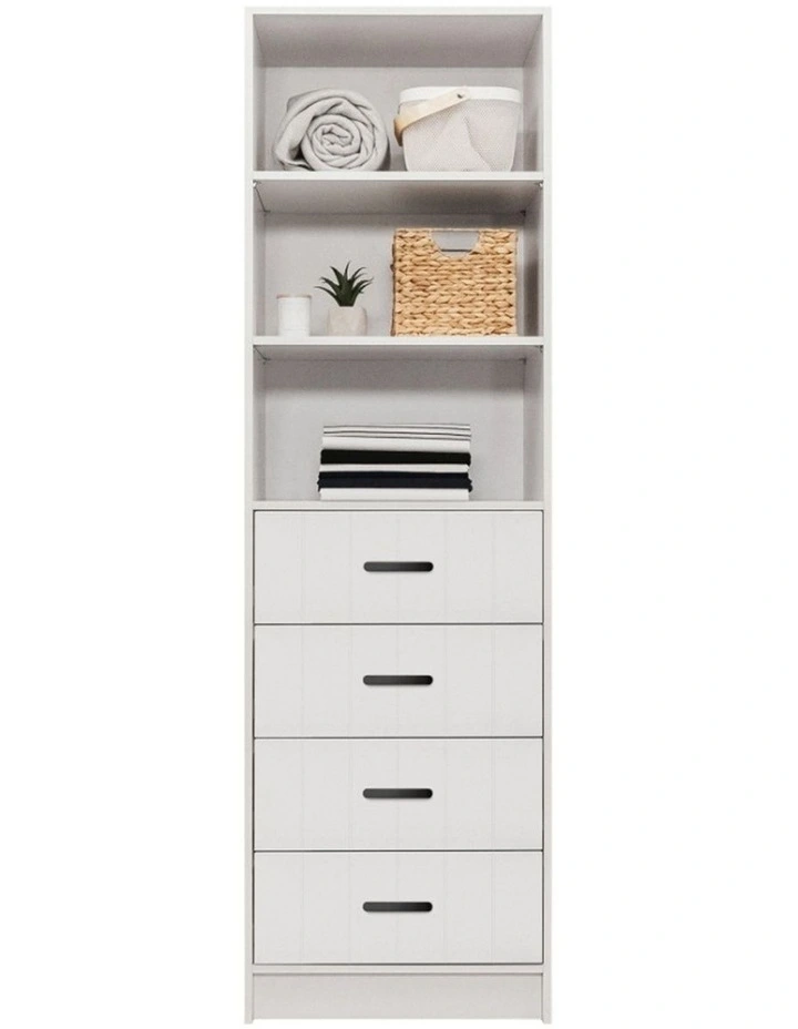 Malmo White Vj Panel Walk In Wardrobe Black Oval Handle image 2