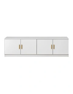 Bucharest White Slim Panel Tv Unit Brass Oval Handle