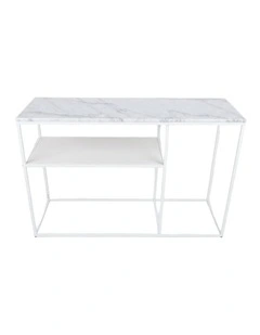 Aura Entry Console Table Metal Frame Top White/White Marble 120x40x80cm