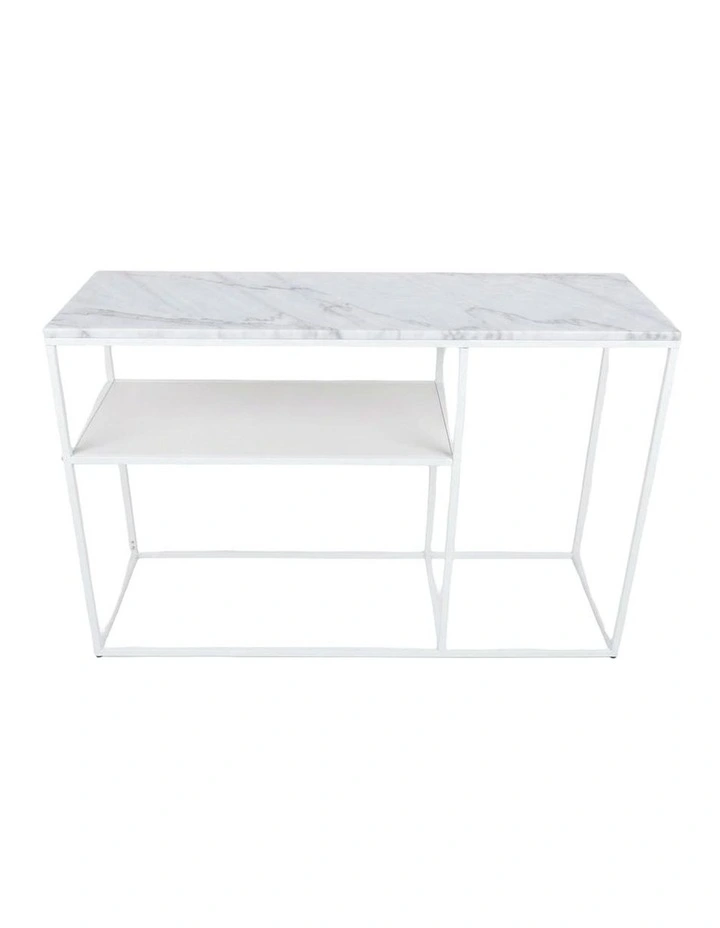 Aura Entry Console Table Metal Frame Top White/White Marble 120x40x80cm image 1
