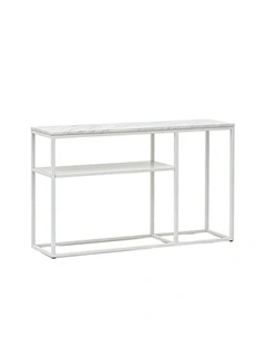 Aura Entry Console Table Metal Frame Top White/White Marble 120x40x80cm
