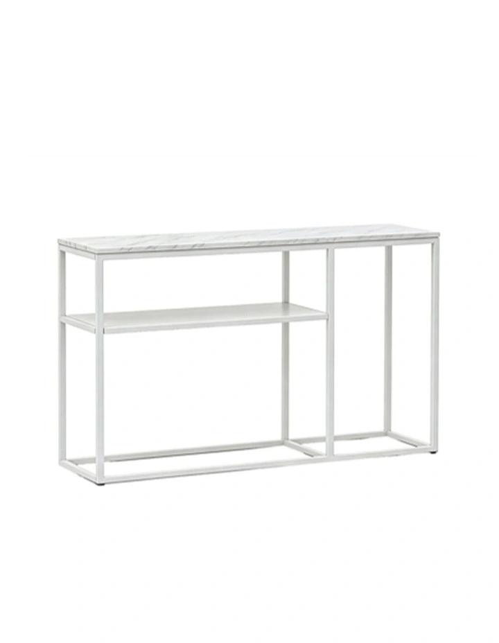 Aura Entry Console Table Metal Frame Top White/White Marble 120x40x80cm image 1