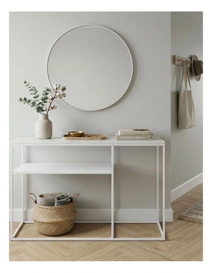 Aura Entry Console Table Metal Frame Top White/White Marble 120x40x80cm image 3