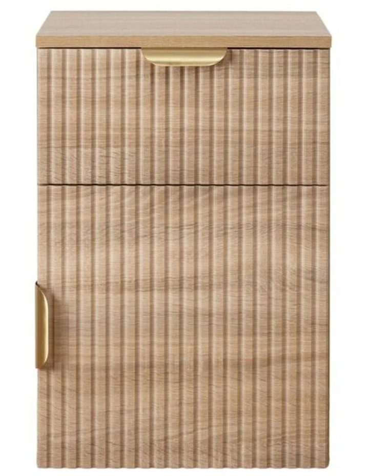 Porto Natural Oak Fluted Bedside Table Brass Pull Handle image 1