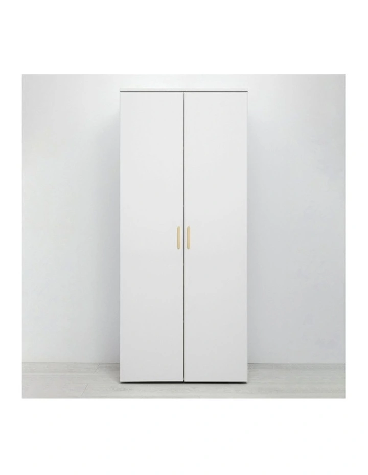 Stockholm Slim White Storage Cupboard Brass Oval Handle image 2