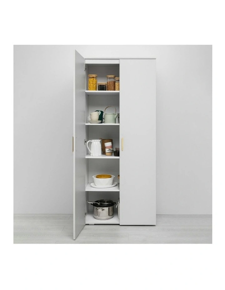Stockholm Slim White Storage Cupboard Brass Oval Handle image 3
