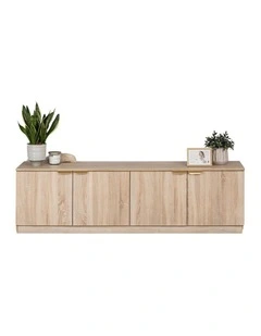 Bucharest Natural Oak Slim Tv Unit Brass Pull Handle