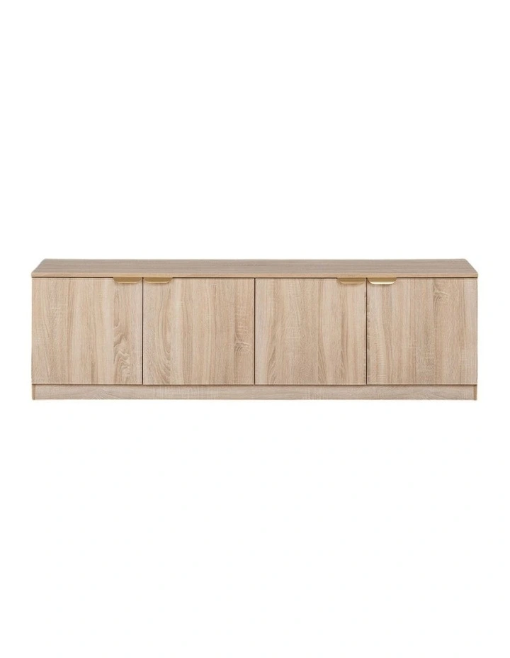 Bucharest Natural Oak Slim Tv Unit Brass Pull Handle image 2