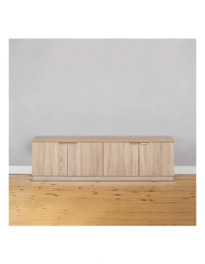 Bucharest Natural Oak Slim Tv Unit Brass Pull Handle image 3