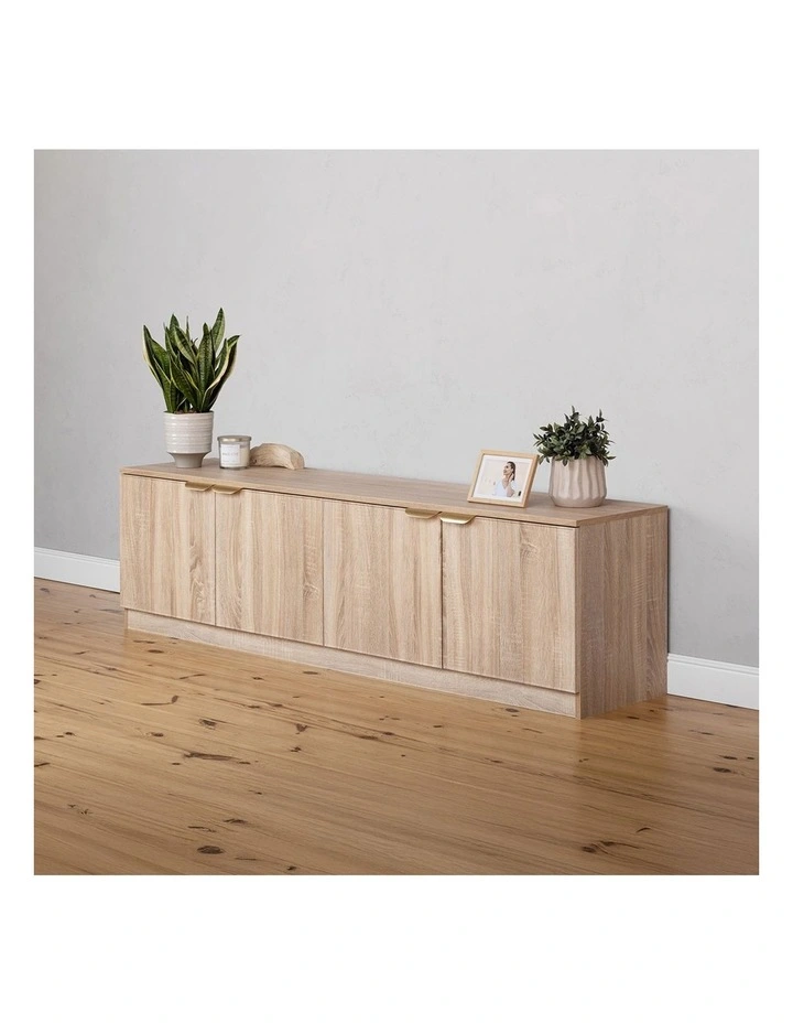 Bucharest Natural Oak Slim Tv Unit Brass Pull Handle image 5