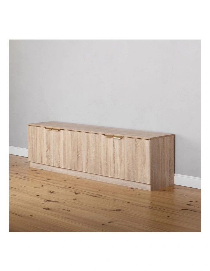 Bucharest Natural Oak Slim Tv Unit Brass Pull Handle image 6