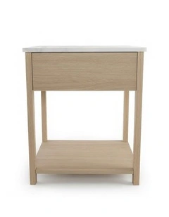 Nova Decorative Furniture Bedside Table Natural Oak/White Marble 60x50x50cm