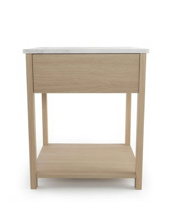 Nova Decorative Furniture Bedside Table Natural Oak/White Marble 60x50x50cm image 1