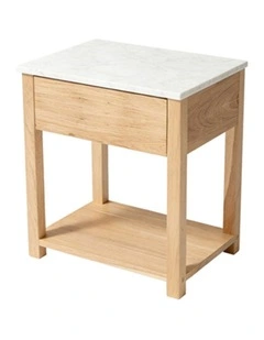 Nova Decorative Furniture Bedside Table Natural Oak/White Marble 60x50x50cm
