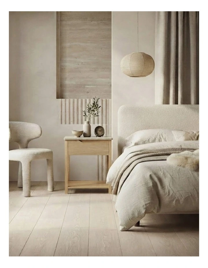 Nova Decorative Furniture Bedside Table Natural Oak/White Marble 60x50x50cm image 2