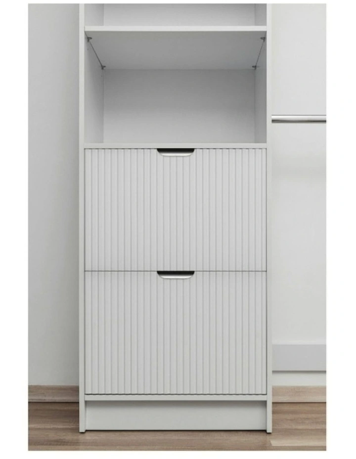 Basel Walk In Wardrobe Kit White Fluted - Black Pull Handle image 3
