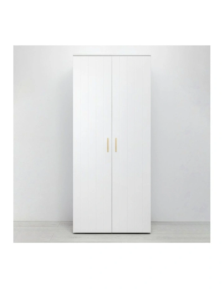 Stockholm White Vj Panel Storage Cupboard Scandi Brass image 2