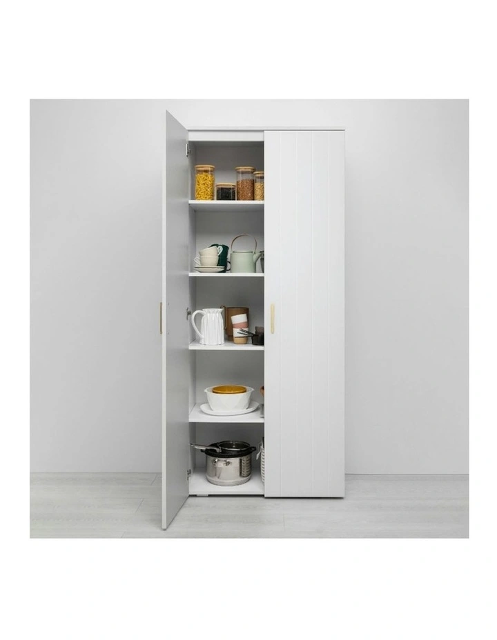 Stockholm White Vj Panel Storage Cupboard Scandi Brass image 3