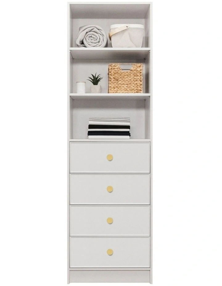Malmo Wht Slim Panel Walk In Wardrobe Brass Round Handle image 2