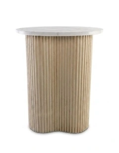 Vero Decorative Furniture Side Table Natural Oak/White Marble 60x50x50cm