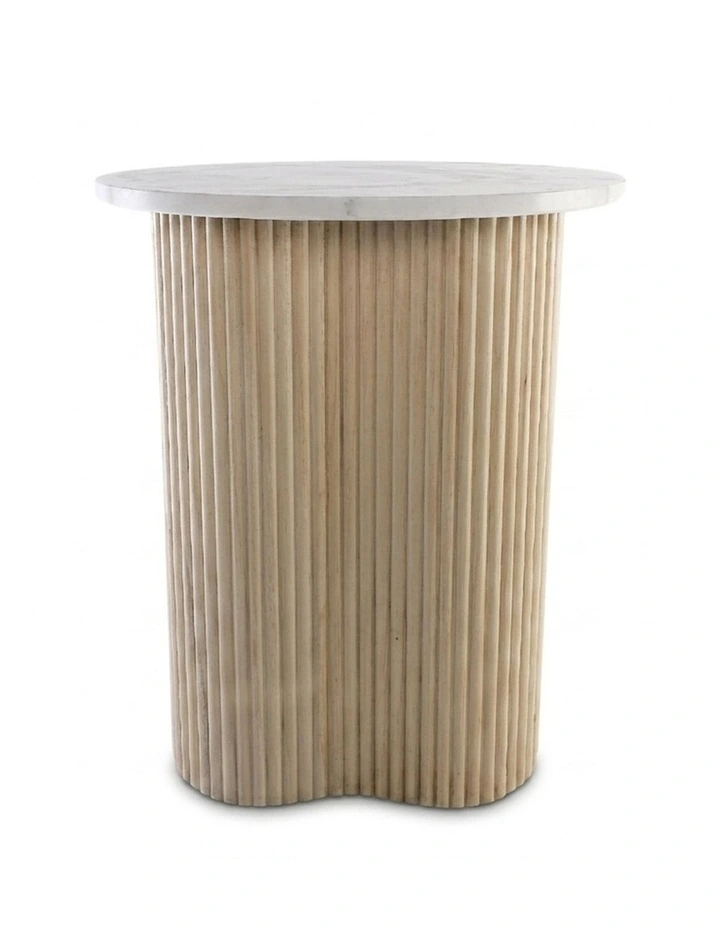 Vero Decorative Furniture Side Table Natural Oak/White Marble 60x50x50cm image 1
