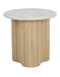 Vero Decorative Furniture Side Table Natural Oak/White Marble 60x50x50cm