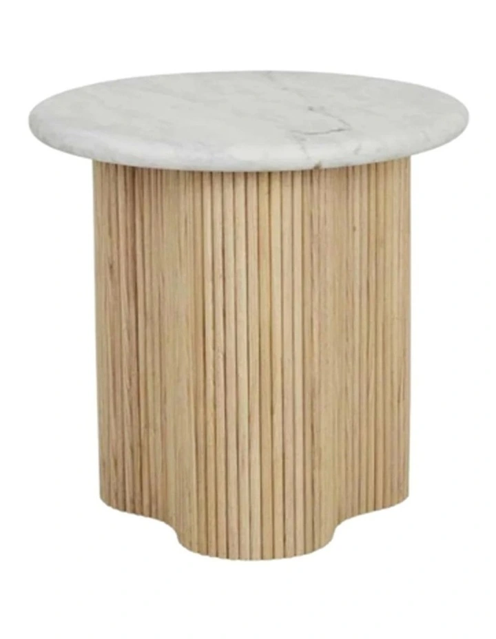 Vero Decorative Furniture Side Table Natural Oak/White Marble 60x50x50cm image 1