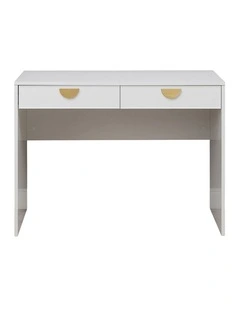 Odessa Desk - White - Slim - Half Moon Brass