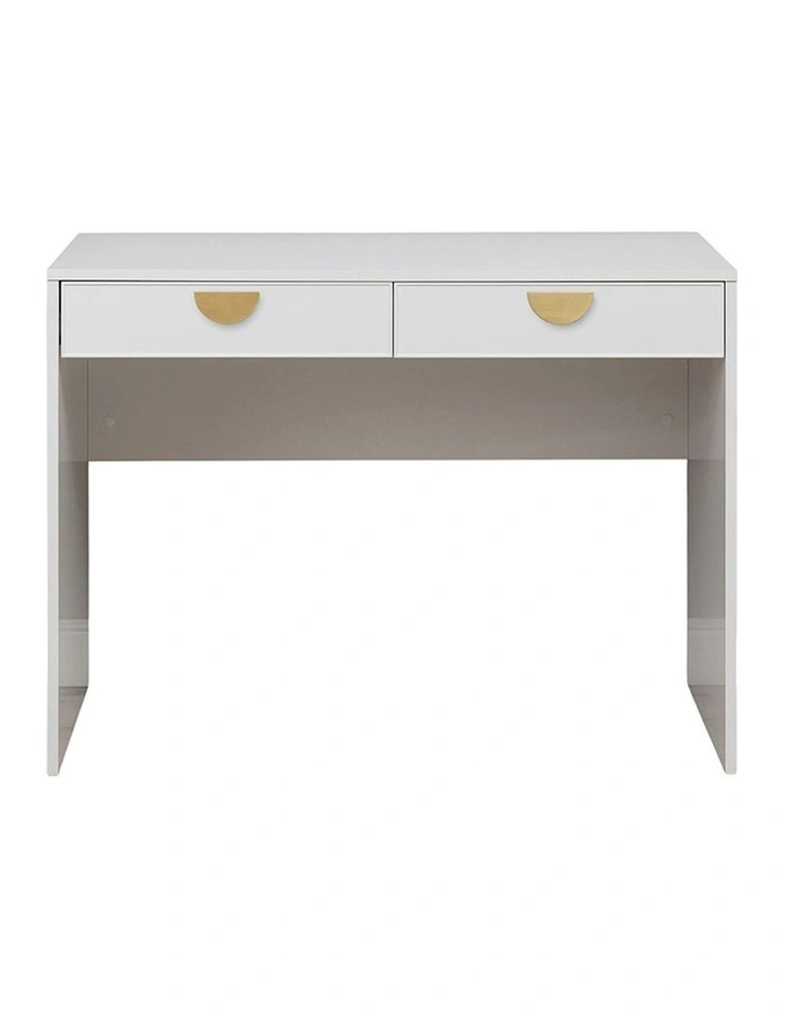 Odessa Desk - White - Slim - Half Moon Brass image 1