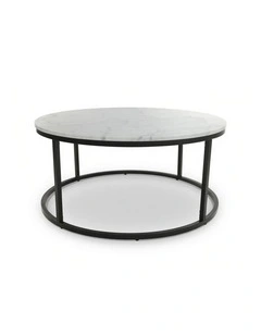 Vela Decorative Furniture Coffee Table Black/White Marble 85x85x40cm
