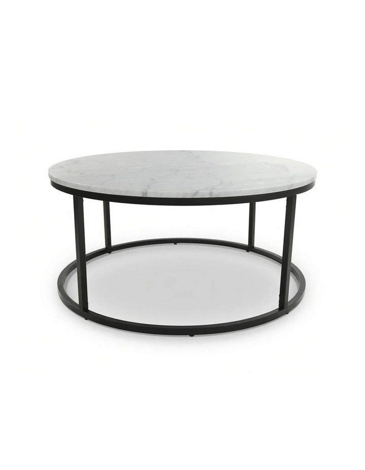 Vela Decorative Furniture Coffee Table Black/White Marble 85x85x40cm image 1