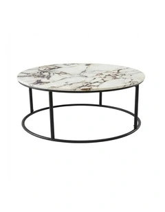 Vela Decorative Furniture Coffee Table Black/White Marble 85x85x40cm