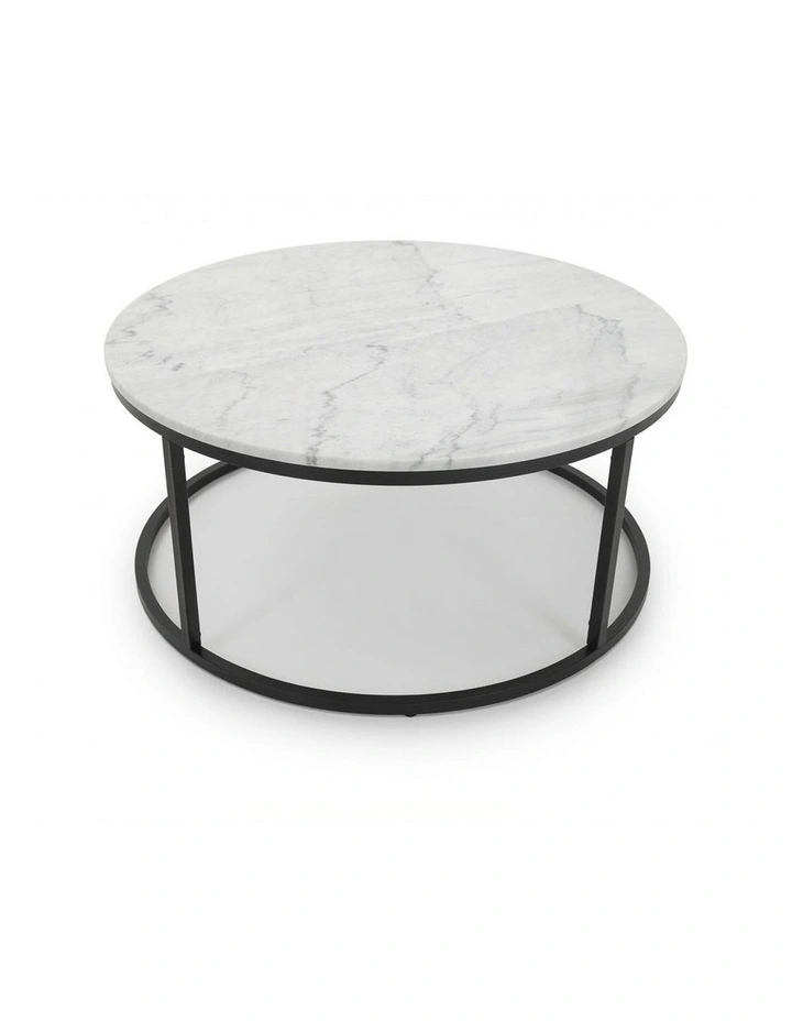 Vela Decorative Furniture Coffee Table Black/White Marble 85x85x40cm image 5