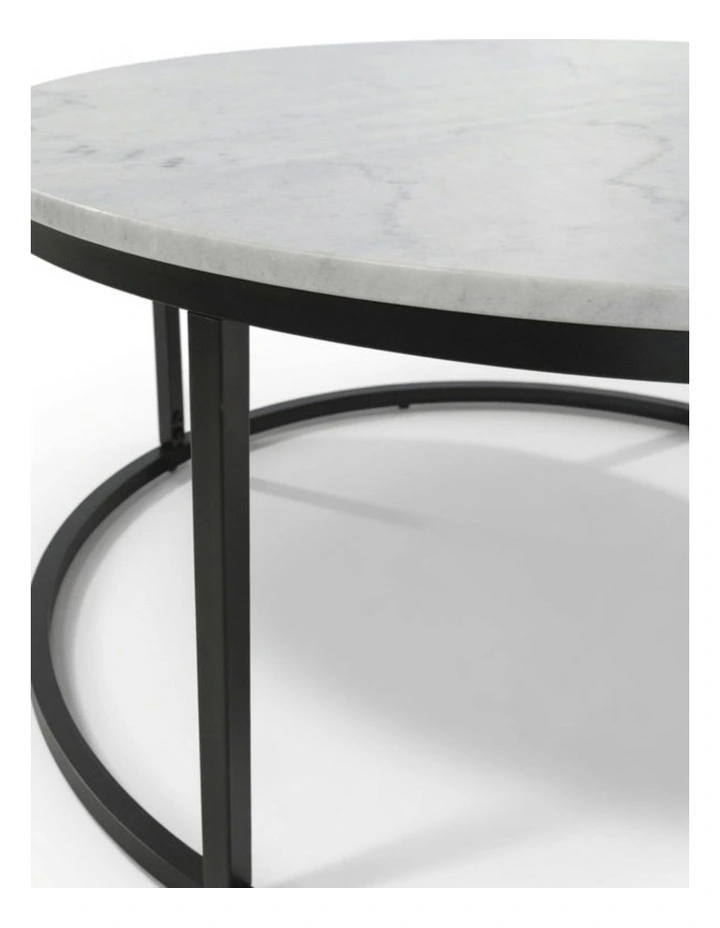 Vela Decorative Furniture Coffee Table Black/White Marble 85x85x40cm image 6