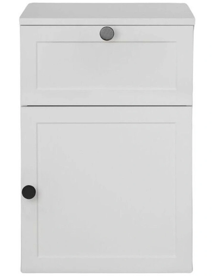 Porto White Hamptons Bedside Table Black Round Handle image 1