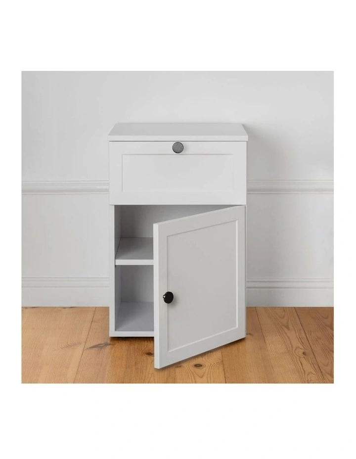 Porto White Hamptons Bedside Table Black Round Handle image 4