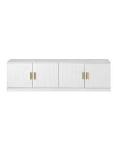 Bucharest White Vj Panel Tv Unit Brass Oval Handle