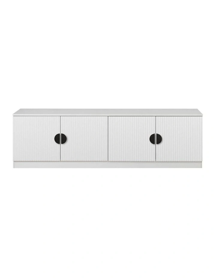 Bucharest White Hamptons Panel Tv Unit Black Half Moon Handle image 1