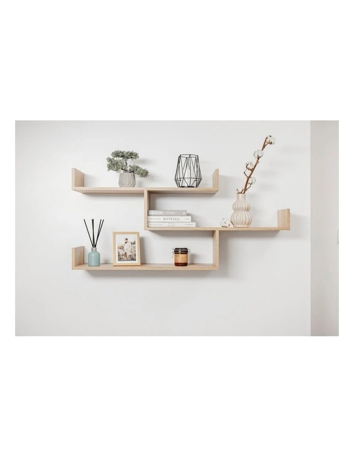 Zurich Multi Level Decorative Display Shelf Kit Oak image 2