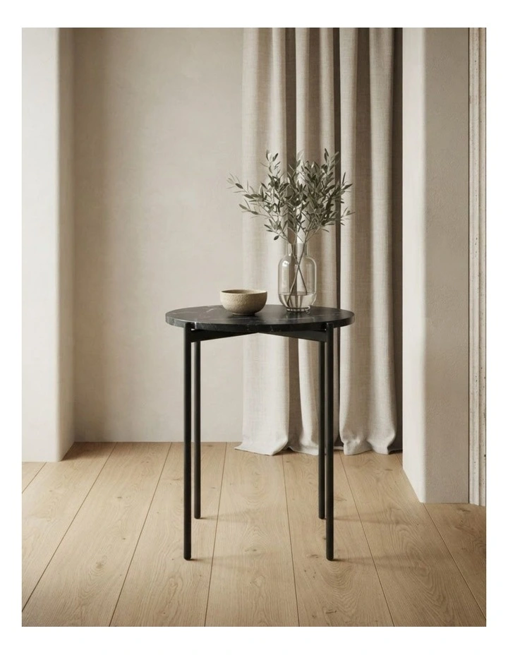 Solis Decorative Furniture Side Table Black/White Marble 60x50x50cm image 2