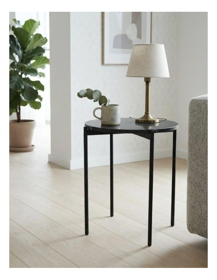 Solis Decorative Furniture Side Table Black/White Marble 60x50x50cm image 4