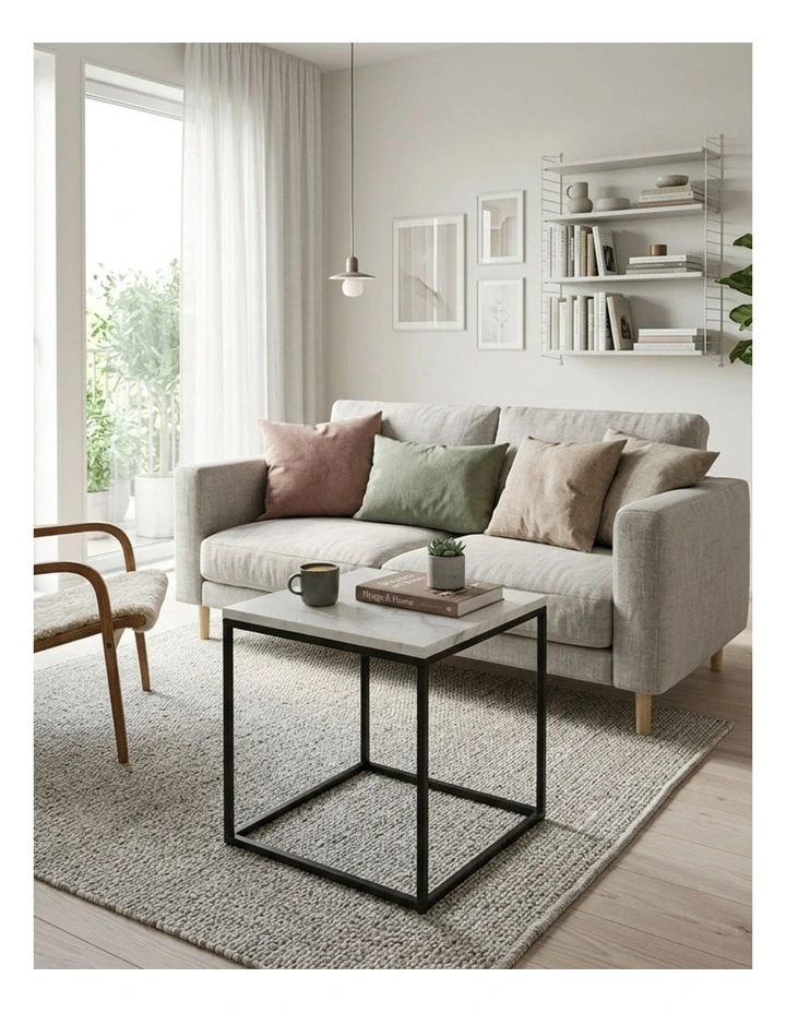 Silva Decorative Furniture Side Table Black/White Marble 60x50x50cm image 4