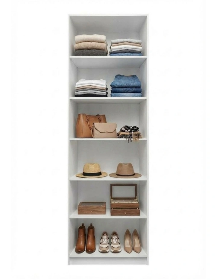 Malmo Six Shelf Furniture Walk in Wardrobe 200x60x45cm in White image 2