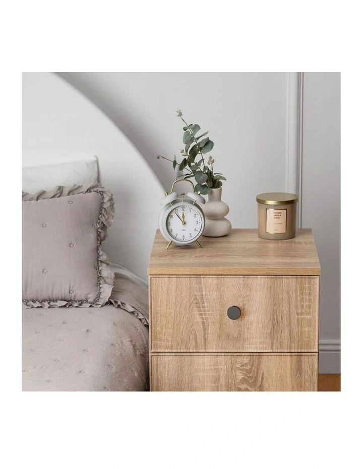 Porto Natural Oak Slim Bedside Table Black Round Handle image 4