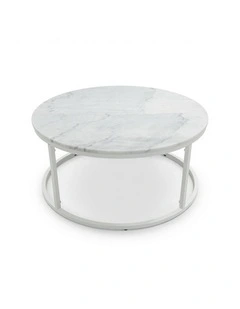 Vela Decorative Furniture Coffee Table White/White Marble 85x85x40cm