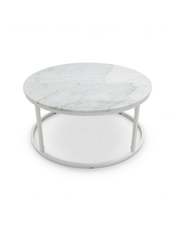 Vela Decorative Furniture Coffee Table White/White Marble 85x85x40cm image 1