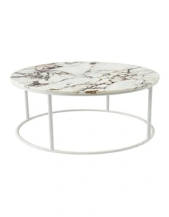 Vela Decorative Furniture Coffee Table White/White Marble 85x85x40cm