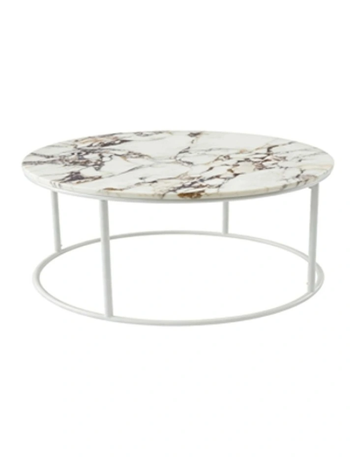 Vela Decorative Furniture Coffee Table White/White Marble 85x85x40cm image 1