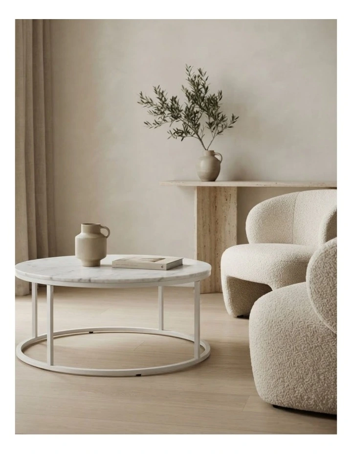 Vela Decorative Furniture Coffee Table White/White Marble 85x85x40cm image 2