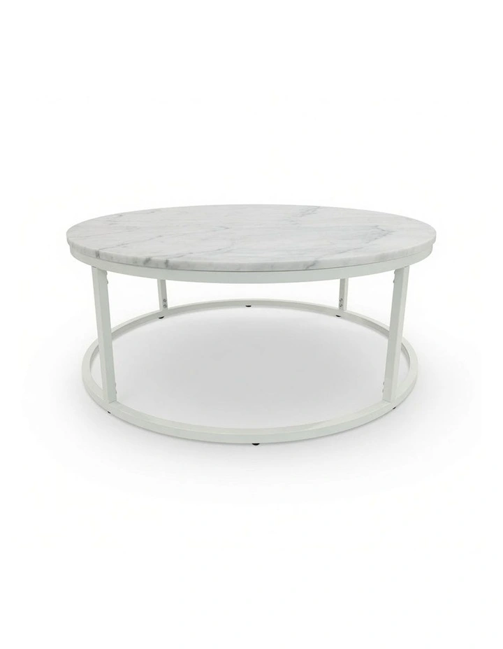 Vela Decorative Furniture Coffee Table White/White Marble 85x85x40cm image 7